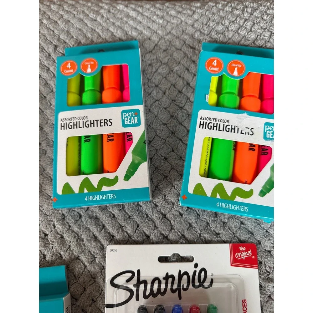 Sharpie Permanent Markers BIC Brite Liner Pen+Gear Highlighters Bundle 25ct